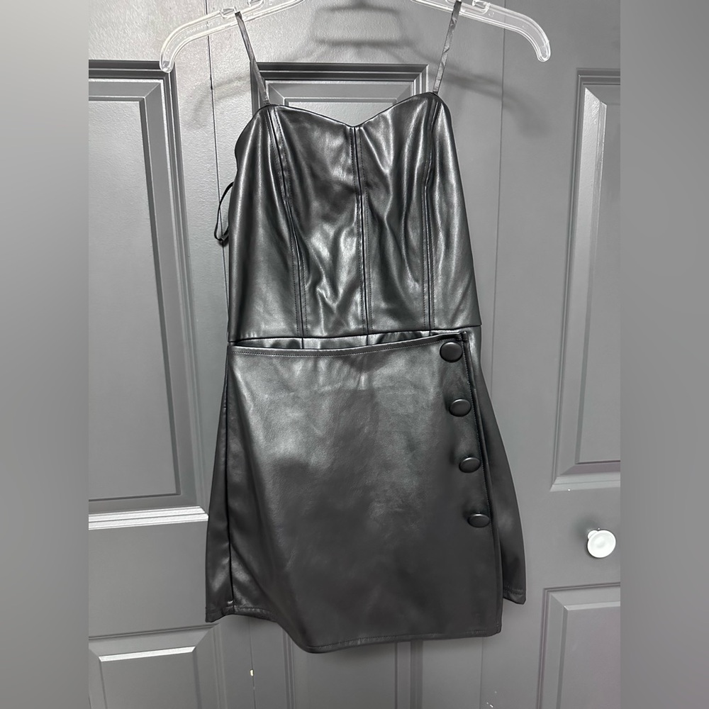 THE SANG Faux Leather Romper